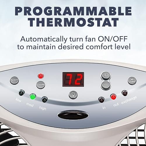 Bionaire Window Fan with Reversible Airflow Blades – 3-Speed Settings, Programmable Thermostat, LED Display, Remote Control, Fits 24–36" Windows, No Assembly Required thumbnail 5