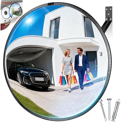 Narremcoy New Upgraded 22" HD Convex Mirror - 160° Adjustable Wide Angle View, Leather Frame & ABS Back, Traffic Mirror for Indoor/Outdoor Use in Garage, Warehouse, Driveway, Store & Office Security - Image 1