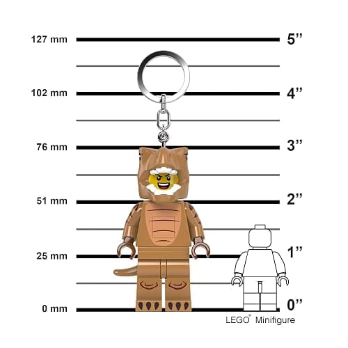 Lego Minifigures Large 3 Inch Tall Figure Keychain Light - T-Rex Costume Fan (KE237H) thumbnail 3