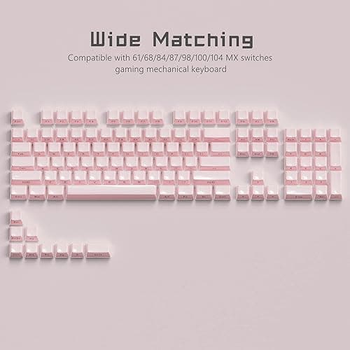 Womier Keycaps, Crystal Jelly Keycaps 60 65 75 100 Percent, Side Printed Key caps Custom113 Keys, OEM Profile for 61/68/84/87/98/100 Cherry Gateron MX Mechanical, Pink - Pink thumbnail 6