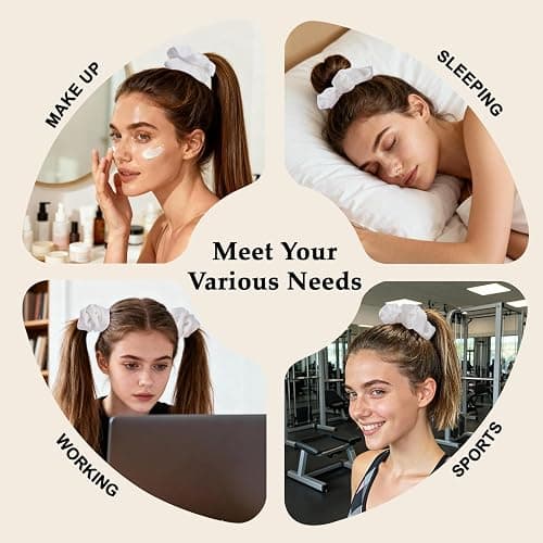 Satin Scrunchies for Women – 8PCS White Silk Hair Ties – No Crease, Frizz-Free, Gentle Elastic Hair Bands for Thick & Thin Hair, Soft & Stylish Hair Accessories Gifts thumbnail 5