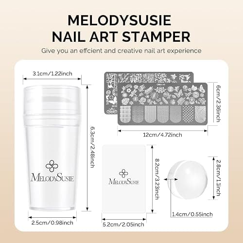 MelodySusie French Tip Tool, Nail Stamp, 2 Stamping Plates, 6PCS | Clear Silicone Nail Stamper, 2 Replacement Heads, 1 Scraper, 2 Stamping Plates, French Manicure Stamp, Nail Art Stamper, DIY thumbnail 8