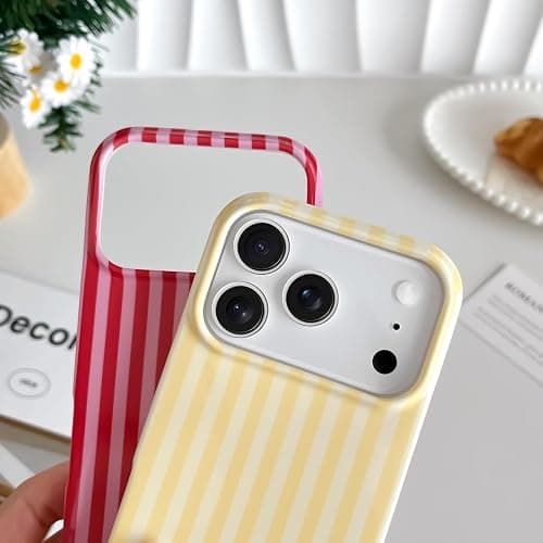 SmoBea for iPhone 17 Pro Case Cute Striped Phone Case Soft TPU Slim Shockproof Phone Cover for Women Girls Beautiful and Stylish, Red and Pink thumbnail 3