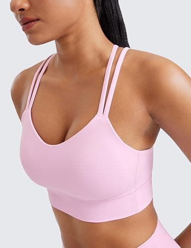 CRZ YOGA Softness Mold Womens Butterluxe Strappy Longline Sports Bra - Double Spaghetti Strap Workout Yoga Crop Top Athletic thumbnail 5