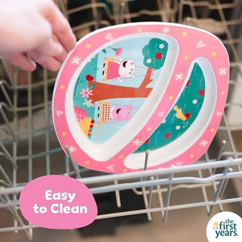 The First Years Peppa Pig Toddler Dinnerware Set - Includes Plate, Divided Bowl, and Utensils - Dishwasher Safe Feeding Supplies Made without BPA - 4 Count thumbnail 6