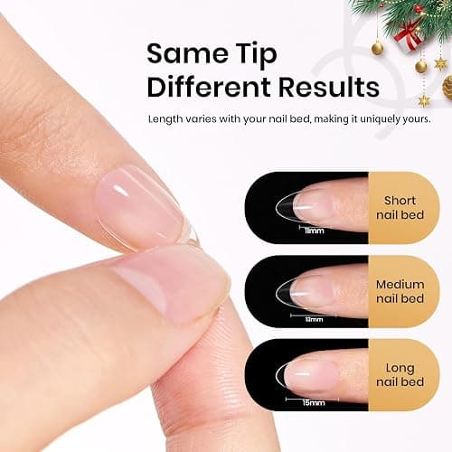 Beetles Extra Short Almond Nail Tips, 12 Sizes 288 PCS Pre-Shaped Clear Full Cover Etch Gel Nail Tips Clear Acrylic Press on Nails Extension for Girls Women Nail Art Design, Nail Glue Needed thumbnail 7