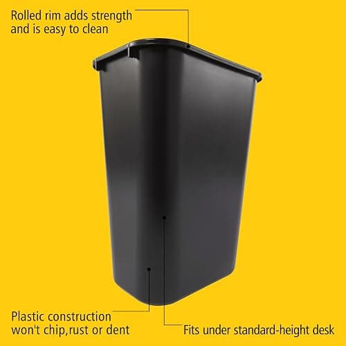 Rubbermaid Commercial Products Deskside Wastebasket/Trash Can, 10.25-Gallon/41-Quart, Black, Plastic, Garbage Can for Home/Office, Fits Under Desk/Sink/Cabinet thumbnail 4