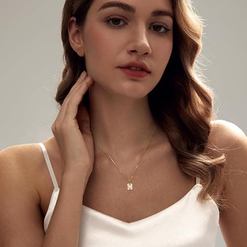Luxval Diamond Pendant Gold Necklace for Women，Dainty 18k Gold Plated Choker Necklaces Simple Gold Jewelry Gifts for Women Girls thumbnail 5