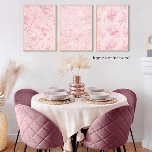 LYPHNX Pink Chinoiserie Flower Poster Wall Art light Pink Love Shack Fancy Canvas Decor Paintings Set of 3 Blush Pink Painting Pictures Home Decor for bedroom Living room Bathroom 12"x16" Unframed thumbnail 8