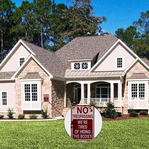 Halloween Decoration Halloween Signs Retro Fashion chic Funny Metal Tin Sign No Trespassing We're Tired of Hiding The Bodies. thumbnail 4