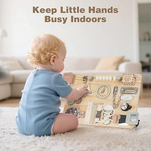 Joyreal Grand Busy Board Montessori - Planche Activité Tableau Activité Sensoriel Parcours Motricité Bébé Jeux Educatif Jouet Enfant pour Garcon Fille thumbnail 6