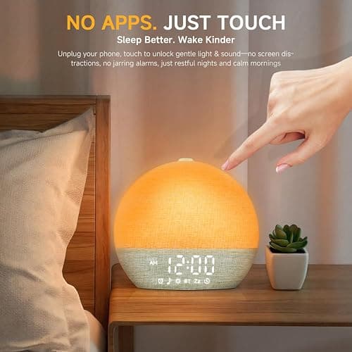 Geuuap Sunrise Alarm Clock White Noise Sound Machine for Bedroom | Natural Wake-Up Light with 30 Soothing Sleep Aids, Bluetooth Speaker, Dimmable Clock, Screen-Free Design for Baby Adults Kids-Green thumbnail 8