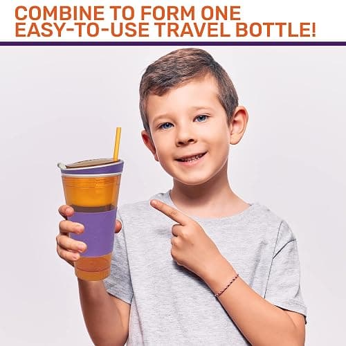 EXULTIMATE 2 in 1 Snack Drink Cup Kids Spill Proof Tumbler Plastic Straw Lid Locks 16 Oz thumbnail 5
