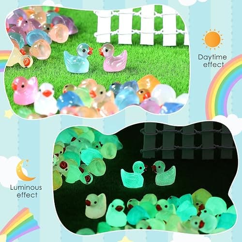 GADIEDIE 260pcs Luminous Mini Resin Ducks,Glow in The Dark Tiny Duck for Home Hide Prank Game Dollhouse Decor Aquarium Potted Miniature Landscape DIY Ornament thumbnail 4