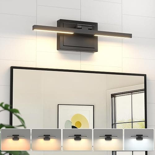 VOLISUN Bathroom Vanity Light 15.7 inch, 5CCT Dimmable, 20W LED Bathroom Light Fixture Over Mirror, Black Bar Vanity Light for Bathrooms Mirror Cabinets-ETL Certificated - Image 1