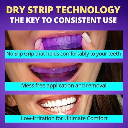 SAKYPRORAL Purple Whitening Strips, 90-Day Long-Lasting Results, Enamel Safe & Low-Sensitivity, Professional Teeth Whitening Strips with Non-Slip Dry Strip Technology (28 Count (Pack of 1)) thumbnail 7
