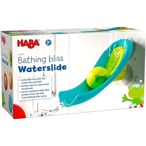 HABA Bathing Bliss Waterslide Bath Toy – Bathtub Ball Track with 4 Animal Balls for Kids Ages 3+, STEM Bubble Bath for Kids Activity, Waterfall Sensory Toy - Image 1