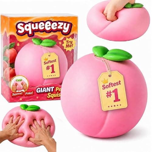 Squeezy Peach Squishy Jumbo, Giant Slow Rising Peach Stress Ball (6" 1pc) | Peach Peach Toys Slow Rising Soft Peach Fruit Toy, Stress Relief Squishy - Image 1