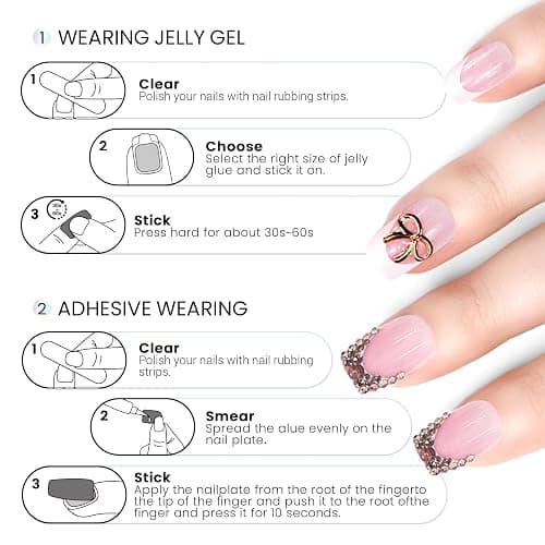 6 Packs (144 Pcs) | Reusable Press on Nails | Stick on Nails 12 Sizes-6 Styles | Cute Bow Nails thumbnail 9