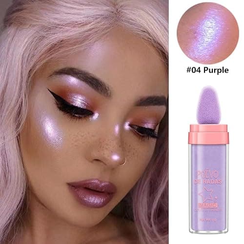 URQT 4 Color Polvo De Hadas Fairy Dust Highlight Patting - Full Body Contouring and Clavicle Pearlescent Patting Powder for Face and Eye, Christmas Sparkling Body Glitter (4 Pack) thumbnail 9