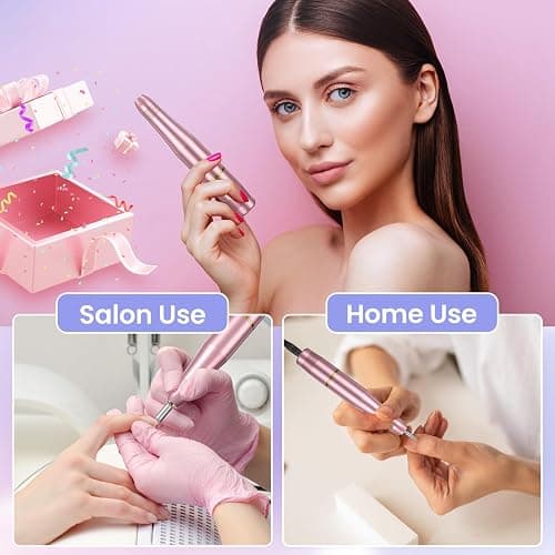 Electric Nail File, Professional Nail Drill Machine 20000RPM Adjustable Speed Manicure Pedicure Set, Low Vibration E File Electric Nail Drill for Gel Acrylic Nails for Beginner Girl Women Mum thumbnail 6