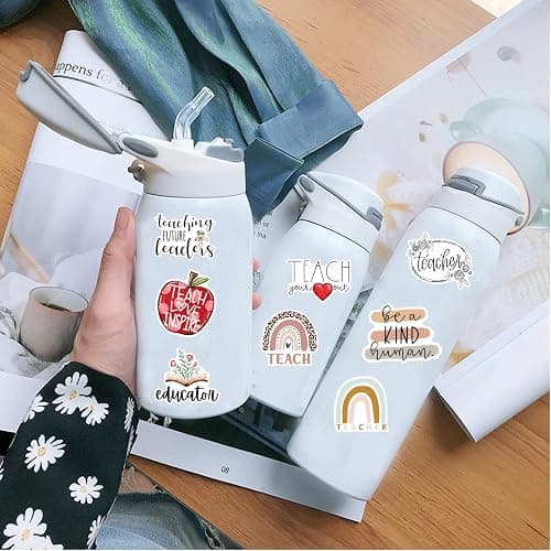 Teacher Stickers 50 Pcs, Vinyl Waterproof Stickers for Laptop Water Bottles Notebook, Teacher Appreciation Gifts in Bulk thumbnail 5