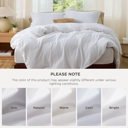 Bedsure Duvet Cover King Size - Soft Double Brushed Bedding Set for Kids & Adults, Zipper Closure, 3 Pieces, Includes 1 Duvet Cover (104"x90") & 2 Pillow Shams, NO Comforter, White thumbnail 8