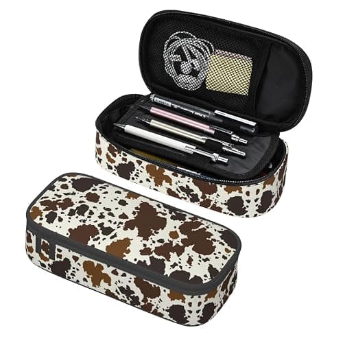 GVGOAGL Brown Cow Print Pencil Case Organizer Big Capacity Pencil Pouch Stationery With Zipper School Supplies Pencil Bag For Girls Boys Office, j56tsd - Image 1