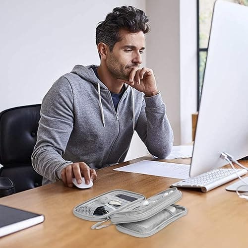 Skycase Electronic Organizer Travel Case - Waterproof Travel Cord Pouches for Organization, Cable Organizer, All-in-One Double Layers Storage Bag for Accessories, Charger, Cable, Grey- Medium thumbnail 7