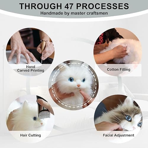 Chongker Weighted Stuffed Animals, Handmade Realistic Cat Plush Toy 3.3LBS, Lifelike Real Cat Size Companion Plush Doll thumbnail 7