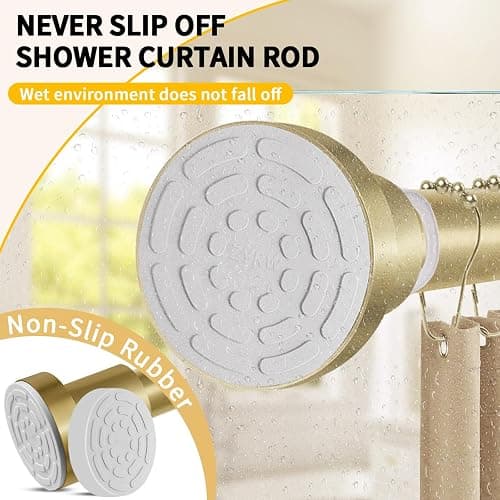 ZYRW Gold Shower Curtain Rod 36-98 Inches (3-8.2ft) Non Rust Adjustable Shower Rod Spring Tension Non Slip No Drilling Stainless Steel Shower Rods for Bathroom Window thumbnail 2