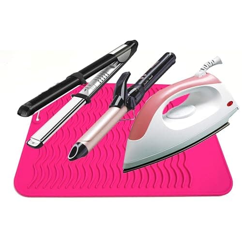Large Heat Resistant Mat for Curling Irons, Hair Straightener, Flat Irons and Hair Styling Tools 11" x 7.5", Pink thumbnail 2
