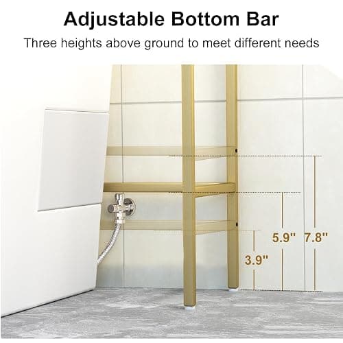 Homhedy Over The Toilet Storage, Metal 3-Tier Over-The-Toilet Bathroom Organizer Rack, Tempered Glass Shelves, Space-Saving, for Bathroom, Restroom, Laundry, Modern Style, Golden thumbnail 7