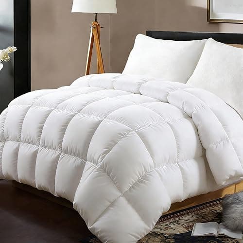 All Season Queen Size Comforter -Soft Quilted Down Alternative Breathable Duvet Insert with Corner Tabs - Luxury Hotel Collection-Reversible Fluffy Washable(88 by 88 inches,White) - Image 1
