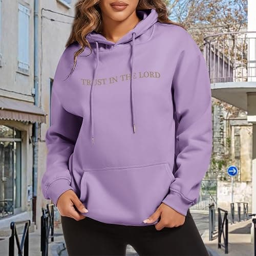 Tuislay Trust In The Lord Graphic Hoodies Christian Faith Sweatshirts For Women Bible Verse Religious Hoodie Pullover Tops thumbnail 4