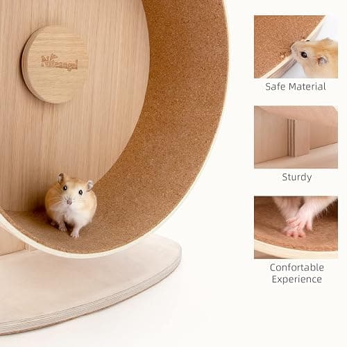 Niteangel Wooden Hamster Exercise Wheel: - Silent Hamster Running Wheel for Hamsters Gerbil Mice and Other Similar-Sized Small Pets (M) thumbnail 3