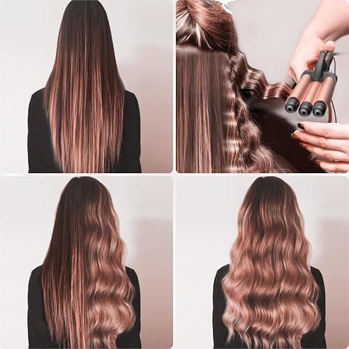 Fer à Friser 3 Barils Beach Waves, Céramique Boucleur 3 Tete Ondulé,2 Températures, Cheveux Chauffage Rapide Gaufre wavy Hair thumbnail 8