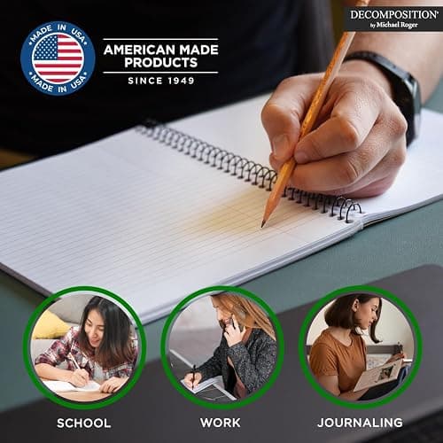 Decomposition Midnight Moths College Ruled Spiral Notebooks – 9.75 x 7.5 Journal with 160 Lined Pages – Notebooks for School Supplies, Home & Office – 100% Recycled Paper – Made in USA thumbnail 8