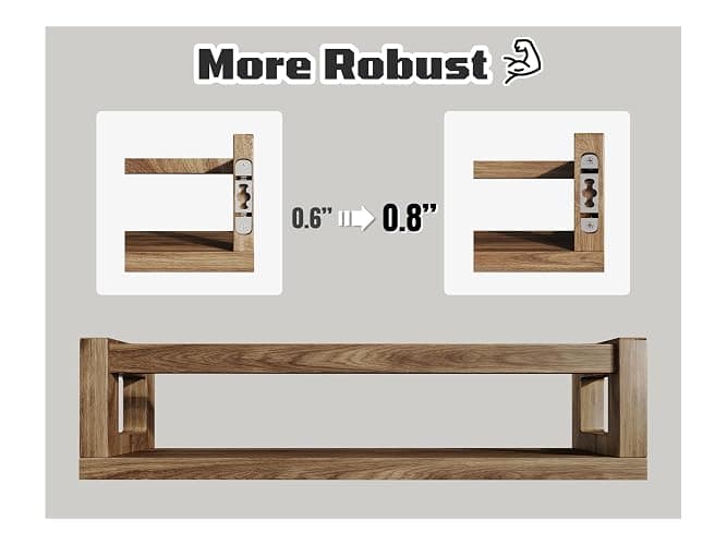 TidyCorner Upgraded Thick Floating Shelves - Multi-Use Wall-Mounted Bookshelves for Kids and Nursery, Ideal for Books, Toys, Spice Rack, Decor - Drak Walnut Brown thumbnail 6