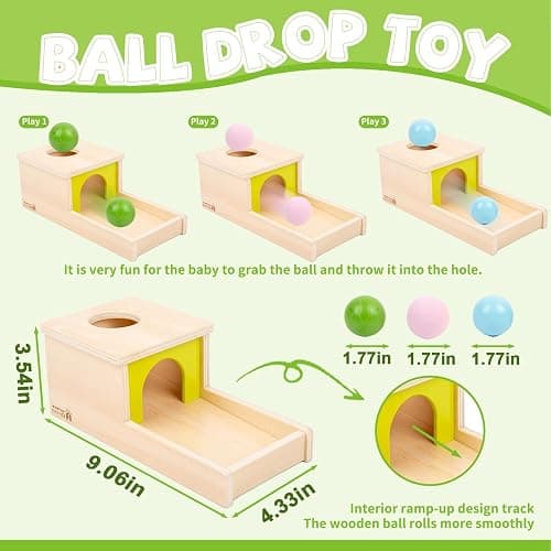 Adena Montessori Object Permanence Box with Tray Three Balls Montessori Toys for 6-12 Months Baby 1 Year Old Infant Toddler Typical thumbnail 2