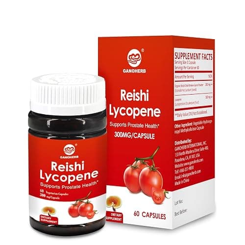 GANOHERB Lycopene Supplement 100mg, Lycopene Capsule with 200mg Reishi Mushroom for Overall Health, 2 Month Supply, Non-GMO & Gluten Free, Vegan, 60 Rapid Release Capsules - Image 1