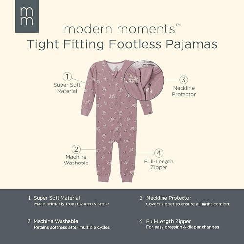 Modern Moments by Gerber Baby Hacci Footless Pajamas thumbnail 4