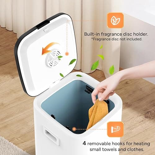 DR.PREPARE 23L Towel Warmer for Bathroom, Luxury Towel Warmer Bucket with LED Display, 3 Timer Settings, Auto Shut Off, Child Safety Lock, 4 Hooks, Large Warmer for 3 Towels, Bathrobes, Blankets, PJ's thumbnail 6