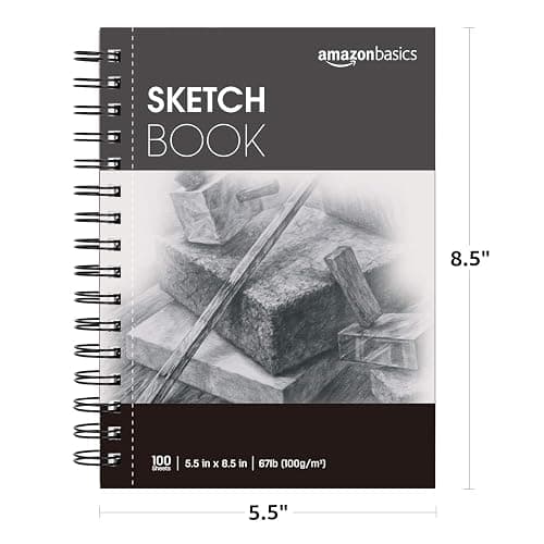 Amazon Basics Sketch Pad for Artists, 67 lb. / 100 gsm, 100 Sheets, 5.5"x8.5", White thumbnail 5