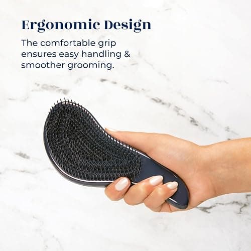 Crave Naturals Glide Thru Hair Brush - Detangler Brush for Curly, Straight, Wet or Dry Hair - Gentle Detangling Brushes for Adults, Kids, Toddlers - Hair Accessories for Women, 7.5"x3" - Blue thumbnail 4