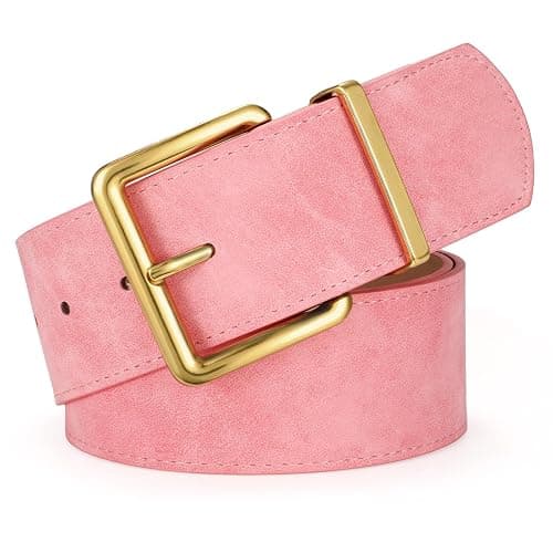 XZQTIVE Women Wide Chunky Belt for Dresses Fashion Thick Suede Belt with Gold Buckle - Image 1