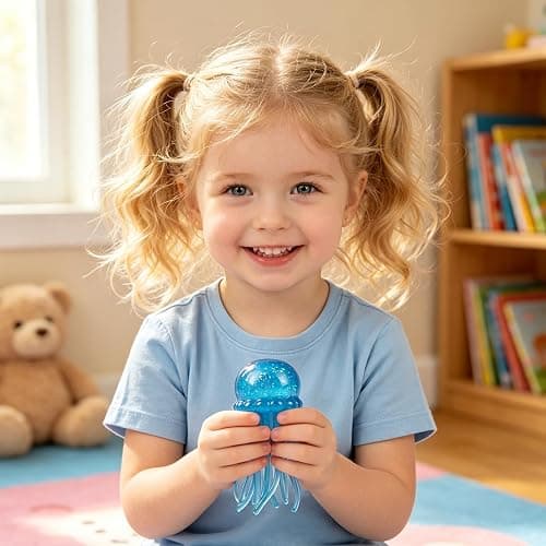 Jellyfish Squishy Fidget Toys, Soft TPR Stress Relief Ball with Wiggly Tentacles, Squishy Anxiety Relief Grip Toy for Adults, Portable Sensory Squeeze Toy for Office School Travel (Blue) thumbnail 2