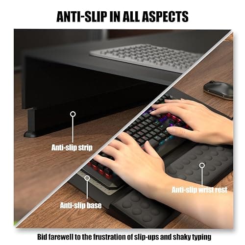 Computer Tilt Keyboard Stand - Acrylic Ergonomic Keyboard Holder for Easy Typing Working, Keyboard Riser with Comfortable Wrist Rest for Keyboard, Office, Home - Fits All Keyboard Sizes thumbnail 4