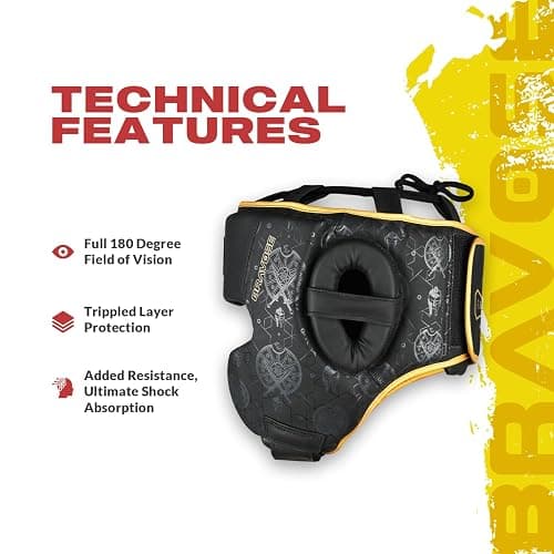 BRAVOSE Armour Boxing Headguard | Professional Strap Boxing, Training, Sparring & Martial Arts Headgear | Head Guard for Ear, Cheek, Face Protection | Helmet for MMA, Kickboxing, Taekwondo thumbnail 4