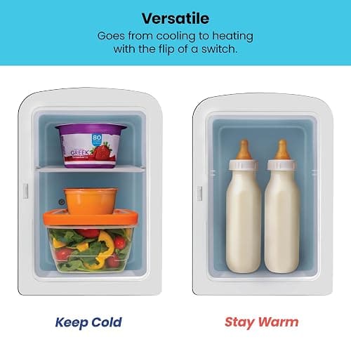 Chefman Portable Mirrored Personal Fridge, 4 Liter Mini Refrigerator, Skin Care, Makeup Storage, Beauty, Serums And Face Masks, Small For Desktop Or Travel, Cool & Heat, Cosmetic Application, Pink thumbnail 3